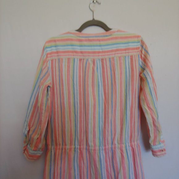 Tommy Hifiger long sleeve button down stripe dress with drawstring XS - Picture 6 of 13